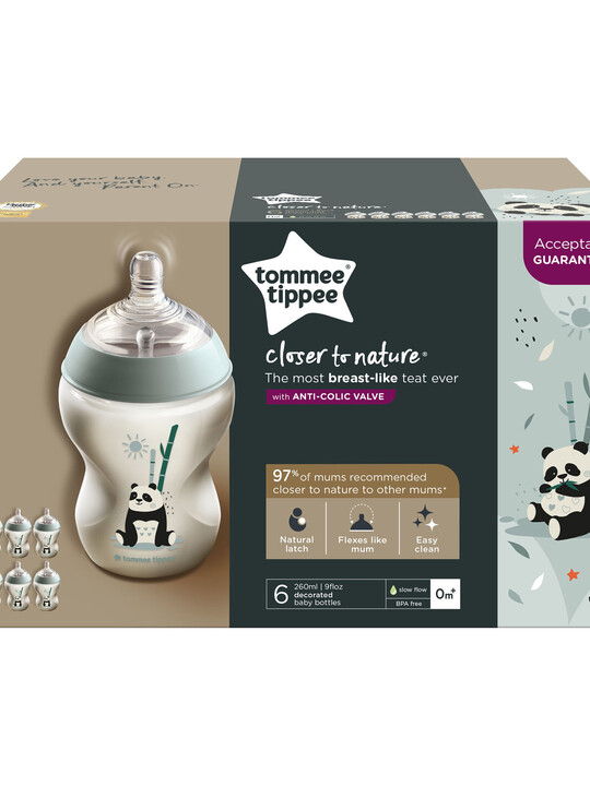 Tommee Tippee Closer to Nature Feeding Bottle, 260ml x 6 - Girl image number 2